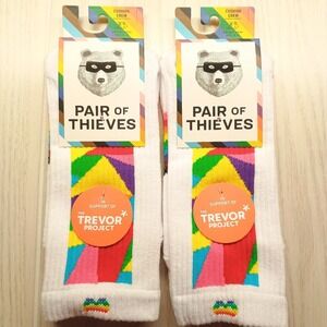 Two Pair Of‎ Thieves "the Trevor Project" PRIDE Colorful Unisex Shoe 6-12 Socks